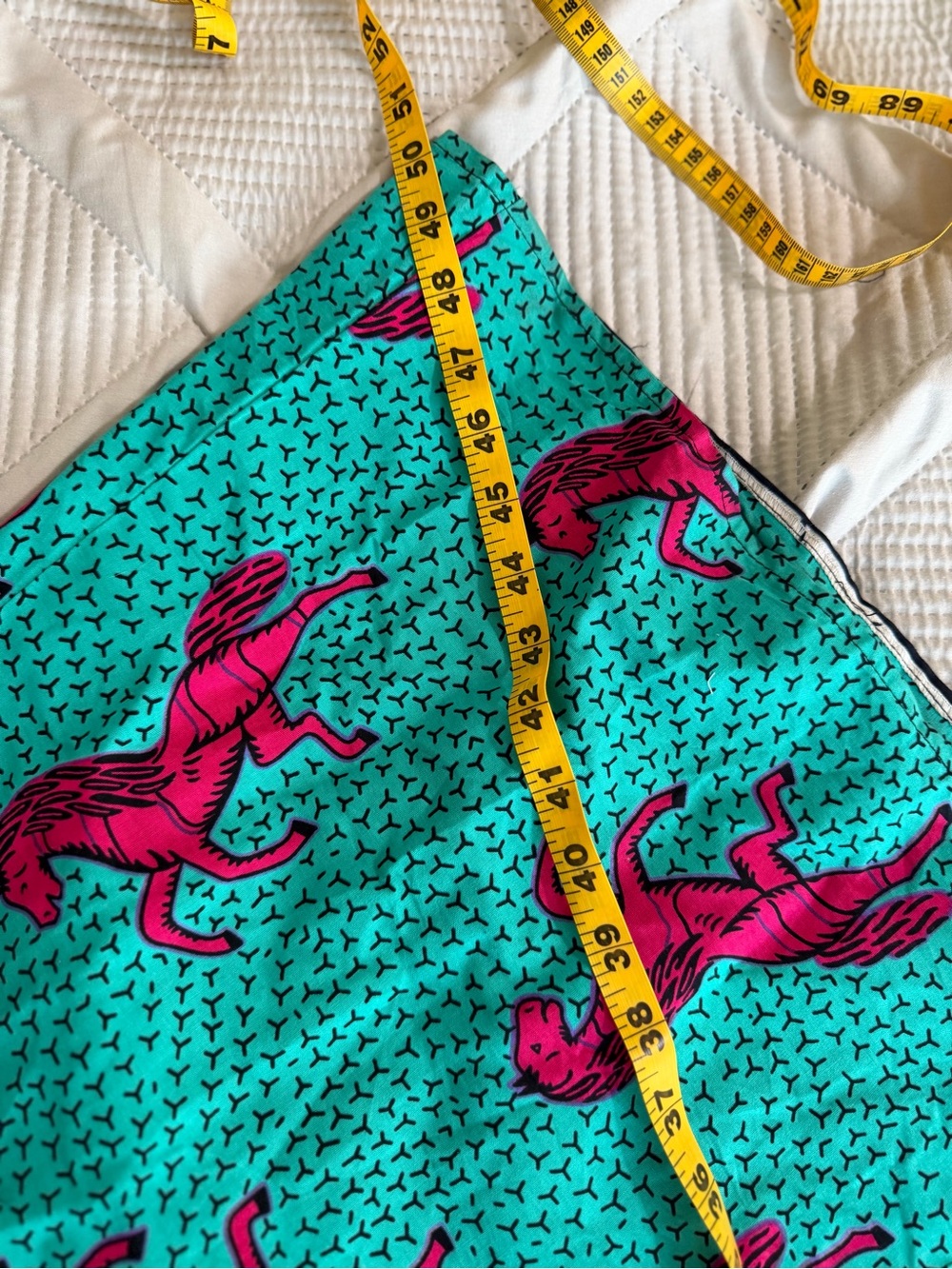 Bright Jade/Teal Blue with Vibrant Pink horses Floor Skimming Silhouette Skirt - Picture 5 of 9
